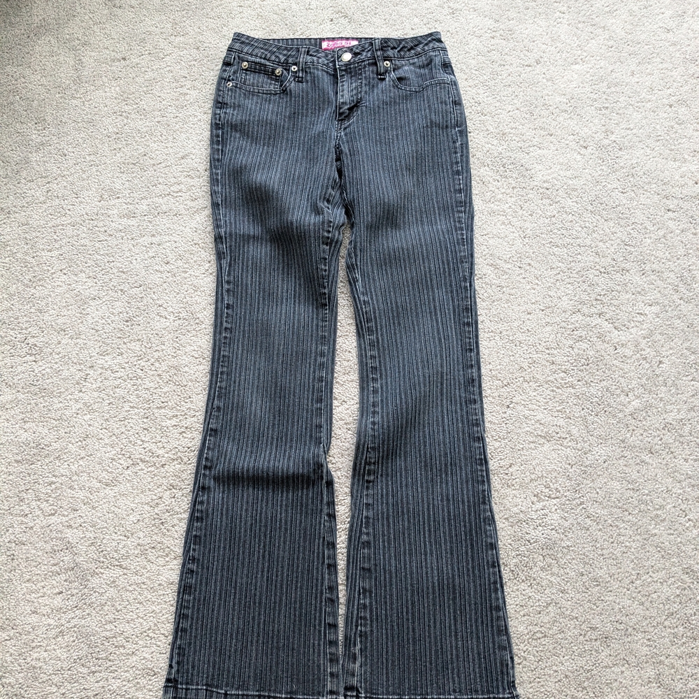 Zanadi Women's Black Striped Flare Jeans